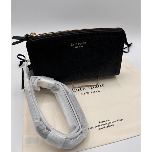 Kate Spade Knott Black Pebbled Leather Small Crossbody K6554 NWT - Picture 1 of 16